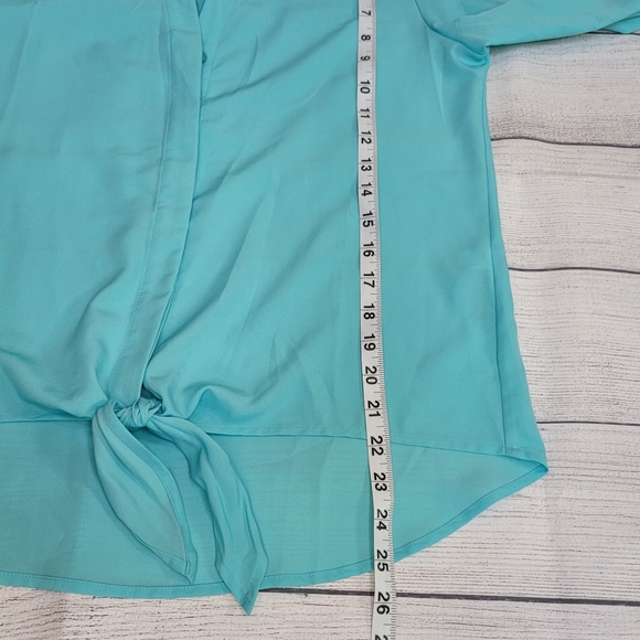 Chico's O (4-6)small Button Up Hi-Low Chiffon Shirt Blouse Tie Front CHICOS - Picture 7 of 11